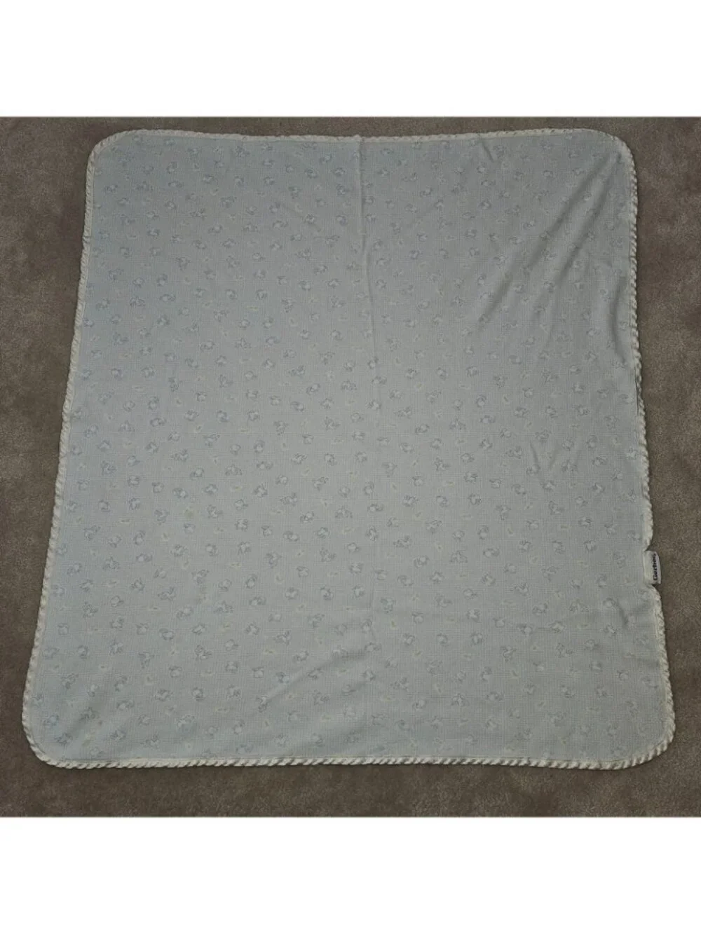Gerber Blue White Bunny Rabbit Carrots Baby Blanket Cotton Satin Trim 29x32